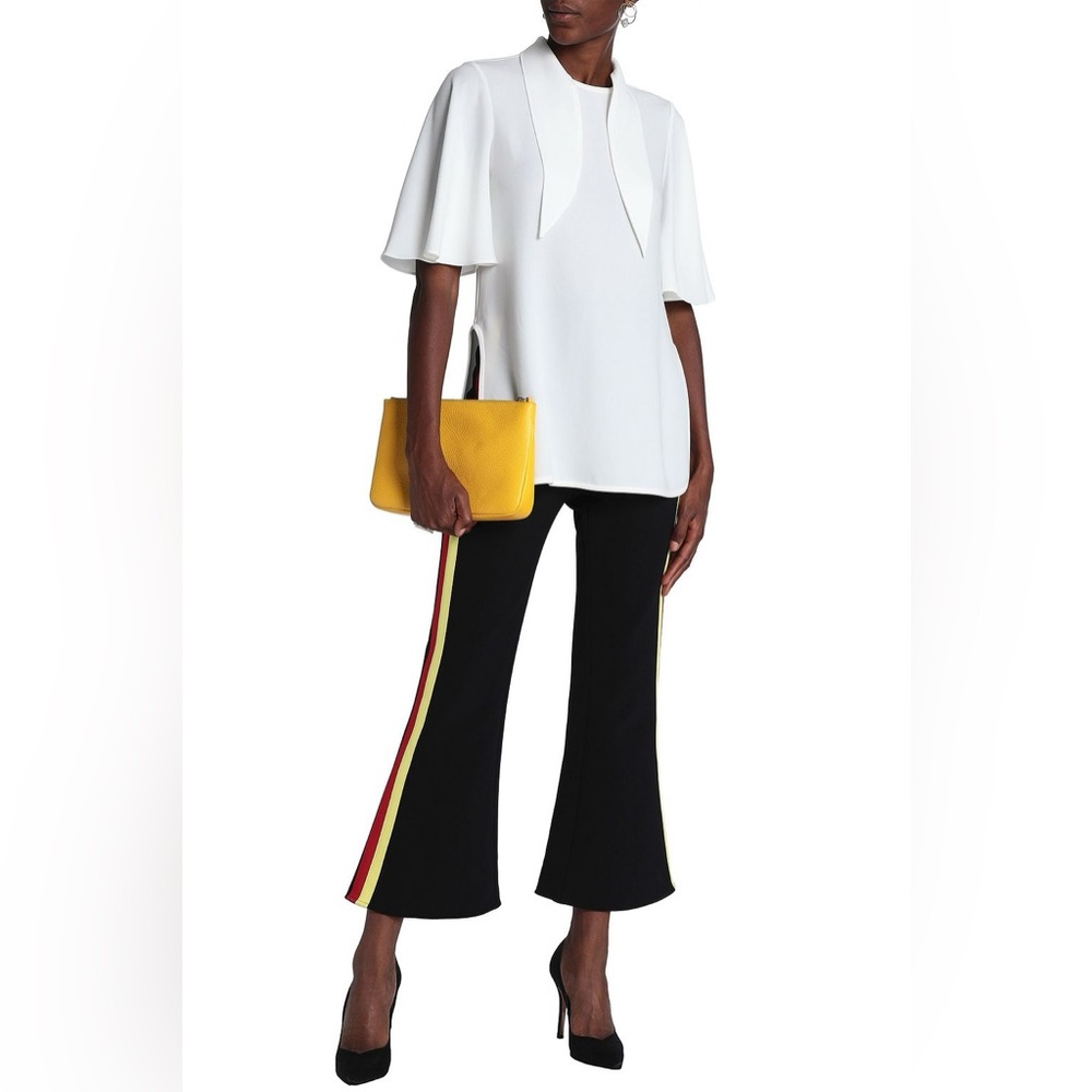 Ellery Black Cropped Pants with Red & Yellow Side Stripe Size 10 NWOT High Waist
